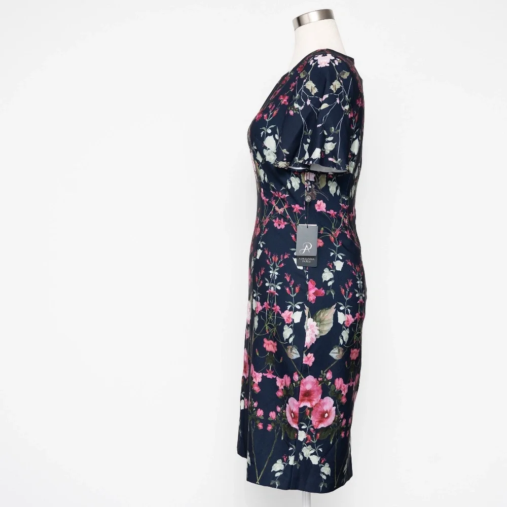 Adrianna‎ Papell -  Floral Crepe Sheath Dress